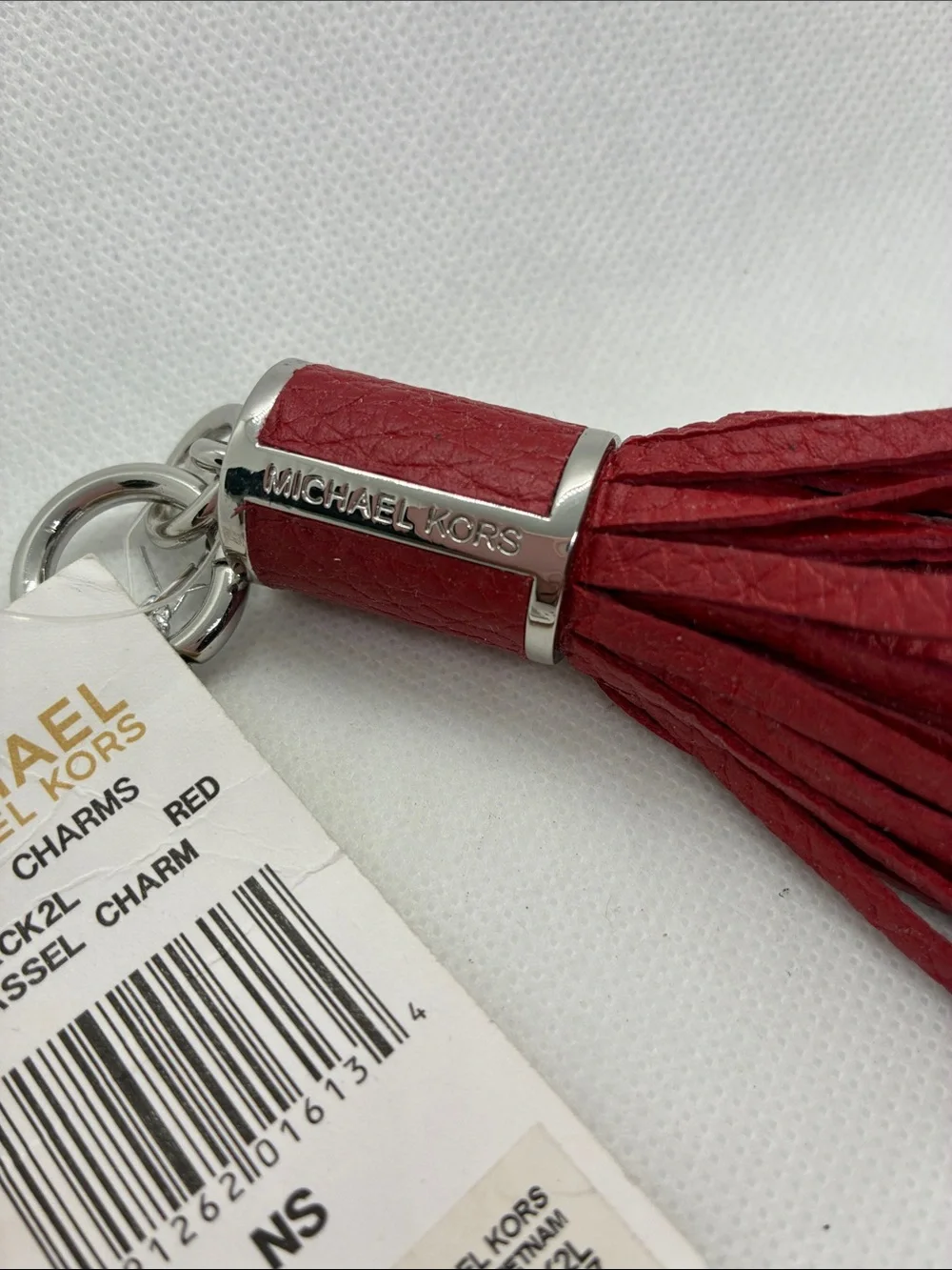 Michael Kors Burgundy Leather Tassel Key & Bag Charm